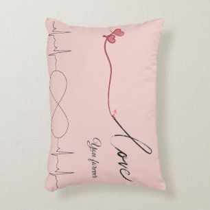 Love You Forever Romantic Heart & EKG Throw Pillo Decorative Cushion