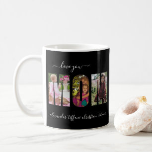 Love You Four Photo Family Names Black White Coffee Mug