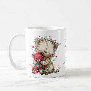 “Love You Fur-Ever” Cute Cat & Teddy Valentine Mug