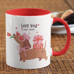 Love You Fur-Ever Cute French Dachshund Dog Mug<br><div class="desc">Love You Fur-Ever Cute French Dachshund Dog Mug features a cute Dachshund dog wearing heart shaped glasses, pink beret and bow holding a flower and carrying gifts with the text "Love you fur-ever" in modern script typography. Accented with cute red love hearts. Perfect gift for girlfriend, sweetheart, wife, dog lover...</div>