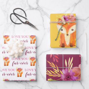 Love You Fur-Ever Fox Wrapping Paper Sheets 