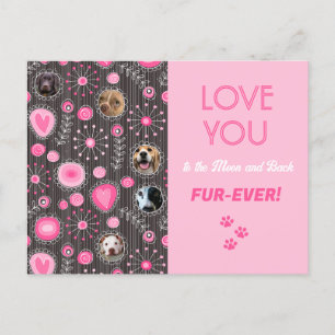 Love you Furever Pink Heart Flower Photo Collage Postcard