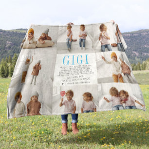 Love You Gigi   Custom Message Photo Collage Fleece Blanket