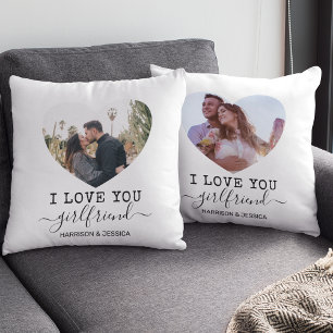Love You Girlfriend heart Photo Cushion
