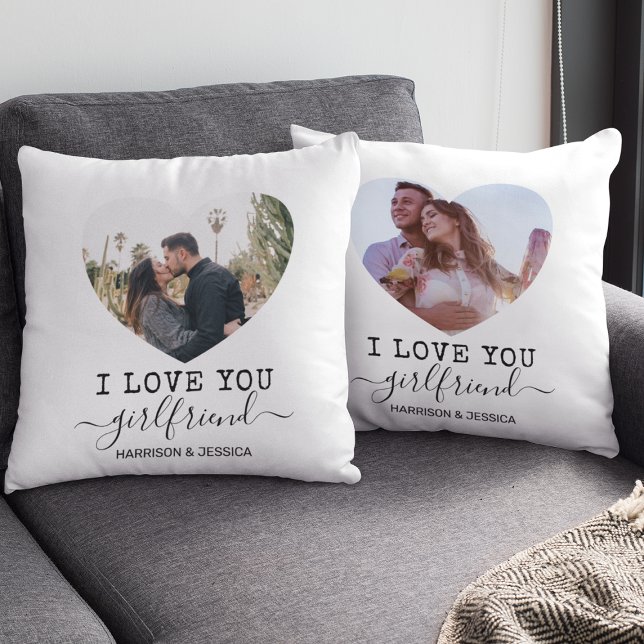Love You Girlfriend heart Photo Cushion (Creator Uploaded)