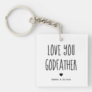 Love You Godfather Photo Back and Handwritten Text Key Ring