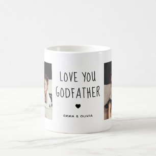 Love You Godfather   Two Photo Handwritten Text Coffee Mug