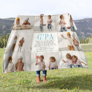 Love You G'pa   Custom Message Photo Collage Fleece Blanket