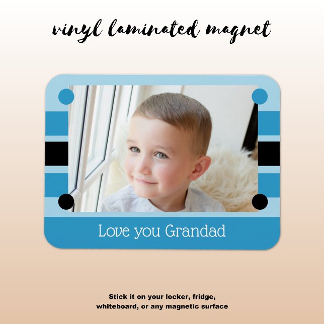 Love you Grandad blue and black photo Magnet (Creator Uploaded)