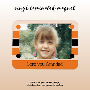 Love you Grandad orange and black photo Magnet