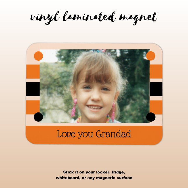 Love you Grandad orange and black photo Magnet (Creator Uploaded)