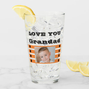 Love you Grandad two photos black orange beer Glass