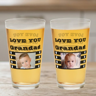Love you Grandad two photos black white beer Glass