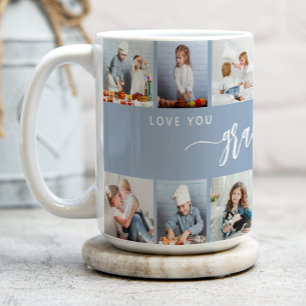 Love You Grandma 12 Photo Collage Dusty Blue Coffee Mug