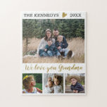 Love You Grandma 4 Photo Collage Family Jigsaw Puzzle<br><div class="desc">Custom photo collage puzzle to personalize with 4 photographs.Personalize with family name and year.The "We love you grandma" quote adds a unique touch to the photo jigsaw puzzle.</div>