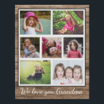 Love You Grandma 7 Photo Collage Wood Faux Canvas Print<br><div class="desc">An unique canvas art personalized for grandma with 7 pictures of the grand kids.A memorable art to treasure.</div>