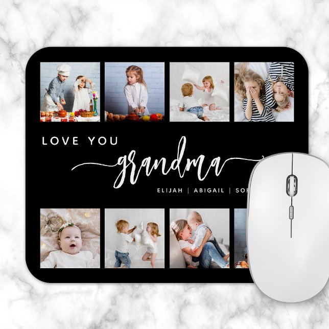 Love You Grandma 8 Photo Collage Black Mouse Pad (Creator Uploaded)