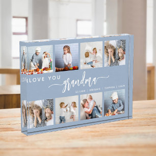 Love You Grandma 8 Photo Collage Dusty Blue