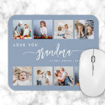 Love You Grandma 8 Photo Collage Dusty Blue Mouse Pad<br><div class="desc">Give Grandma a gift she'll cherish. This photo collage mouse pad features eight of her favourite square photos of the grandkids, along with the message "Love You Grandma." The word "grandma" appears in elegant charcoal grey handwriting script with flourishes at the beginning and end on a dusty blue background. Add...</div>