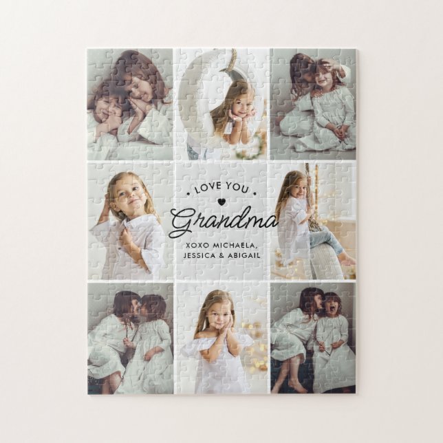 Love You Grandma 8-Photo Collage Personal Message Jigsaw Puzzle (Vertical)