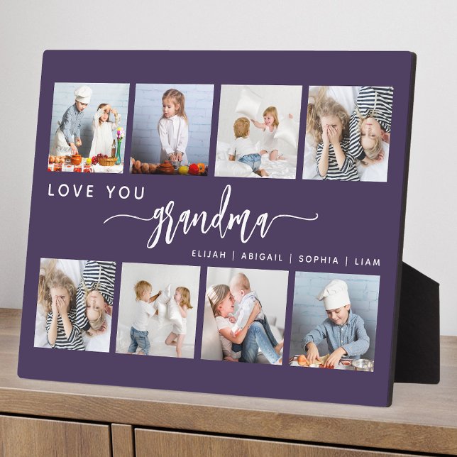 Love You Grandma 8 Photo Collage Purple Plaque (Creator Uploaded)