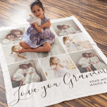 Love You Grandma 9-Photo Fleece Blanket<br><div class="desc">Add 9 photos from Instagram, your computer or your phone to this black and white personalised fleece blanket for grandmothers, featuring the text "Love You Grandma" in an elegant handwritten script with grandchild/ren's name/s. If you need any help customising this, please message me using the button below and I'll be...</div>