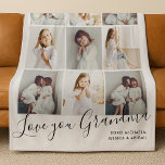 Love You Grandma 9-Photo Fleece Blanket<br><div class="desc">This custom photo collage blanket design is a heartfelt tribute perfect for gifting to a cherished grandma. Featuring a grid layout of nine personalised photo slots, it beautifully showcases treasured family moments in a soft, modern aesthetic. The bottom of the blanket is adorned with elegant script that reads "Love you...</div>