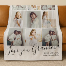 Love You Grandma 9-Photo Fleece Blanket