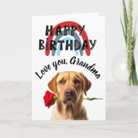 Love you Grandma Custom birthday card from dog