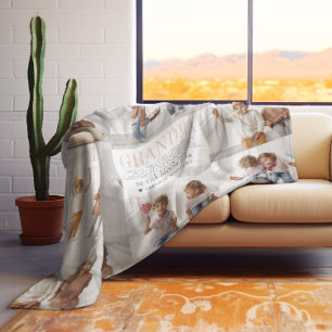 Love You Grandma Custom Message Photo Collage Fleece Blanket