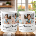 Love You Grandma Custom Modern Simple 4 Photo Coffee Mug<br><div class="desc">Introducing our customisable photo collage mug, a heartfelt and unique gift perfect for the special grandma in your life. This beautifully designed mug allows you to showcase 4 of your favourite photos, creating a modern, elegant, and simple collage that exudes warmth and love. Personalised with the endearing message "Love You...</div>
