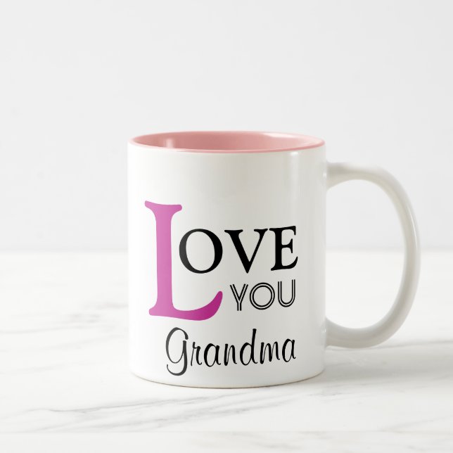 Love You Grandma Custom Name Two-Tone Coffee Mug (Right)