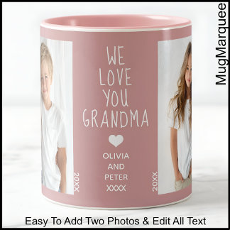 Love You Grandma, Custom Text, Dusty Rose C91 Two-Tone Coffee Mug