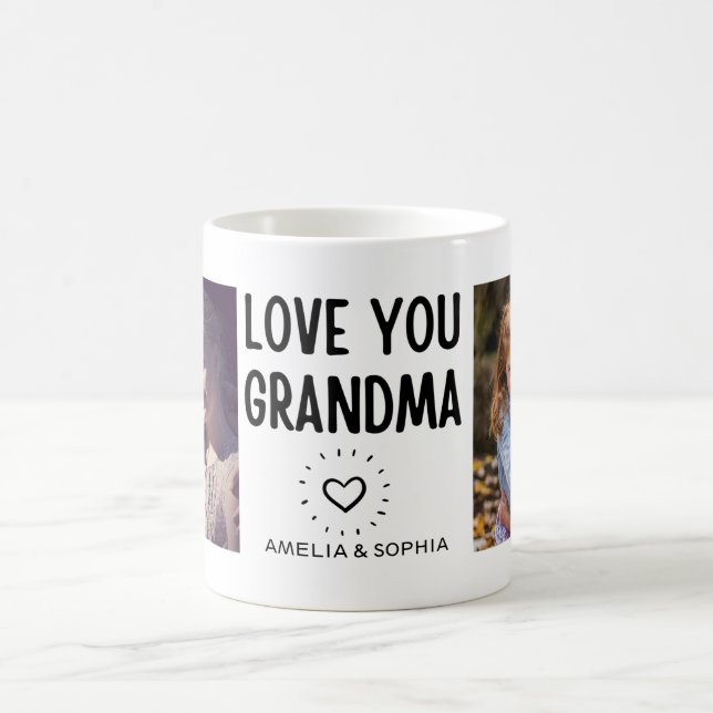 Love You Grandma CustomTwo Photo Handwritten Text  Coffee Mug (Center)