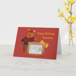 Love You Grandma Cute Bear Photo Birthday Card
