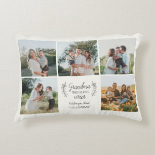Love you grandma grandkids 5 photo collage decorative cushion