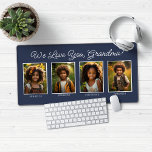 Love You Grandma Grandpa 4 Photos Desk Mat<br><div class="desc">We Love You Grandma or Grandpa 4 Photos Desk Mat Mouse Pad featuring 4 of your favourite photos and custom text in modern script. Everything is fully customisable, so you can change it to Grandpa, Papa, Mamaw, Mimi, or any text you want! The background is navy blue, but can easily...</div>