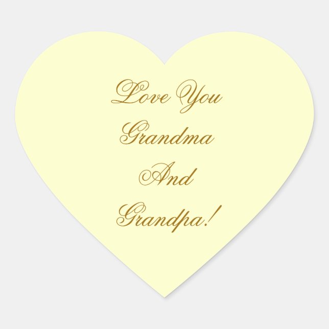 LOVE YOU GRANDMA, GRANDPA. HEART STICKER (Front)
