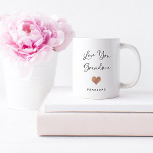 Love You Grandma   Handwritten Script and Heart Coffee Mug