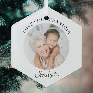 Love You Grandma Keepsake Photo Ceramic Ornament