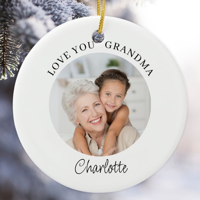 Love You Grandma Keepsake Photo  Ceramic Ornament (Creator Uploaded)
