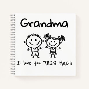 Love You Grandma Kids Art Personalised Gift Notebook