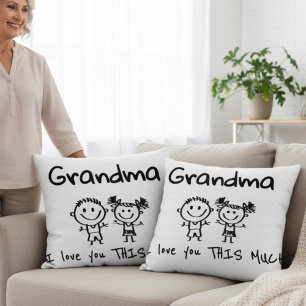 Love You Grandma Kids Art Personalized Gift Cushion