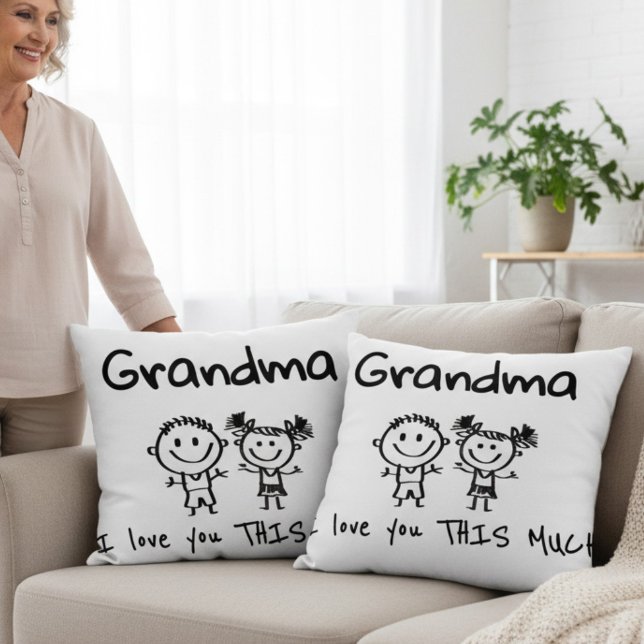 Love You Grandma Kids Art Personalized Gift Cushion (Creator Uploaded)