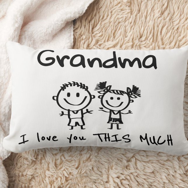 Love You Grandma Kids Art Personalized Gift Lumbar Cushion (Creator Uploaded)