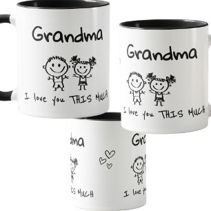 Love You Grandma Kids Art Personalized Gift Mug