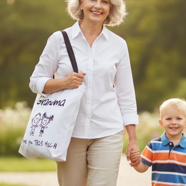 Love You Grandma Kids Art Personalized Gift Tote Bag (Creator Uploaded)