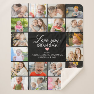 Love You Grandma/Nana/Granny 20-Photo Collage Sherpa Blanket