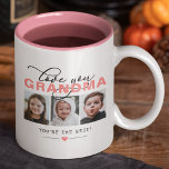 Love You Grandma/Nana/Other 3 Photo Custom Text Two-Tone Coffee Mug<br><div class="desc">Add 3 photos and custom text to this modern mug for grandmothers,  featuring the words,  'Love you (Grandma/Nana/Nan/Granny/Other)' and 'You're the best!' (or other text). If you need any help customising this,  please message me using the button below and I'll be happy to help.</div>