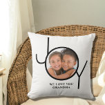 Love You Grandma Personalised Photo Cushion<br><div class="desc">This stylish Photo Pillow is decorated with the word JOY and says "We Love You Grandma."
Easily customisable with your photo making this a perfect keepsake gift for Grandma.</div>
